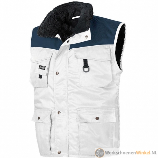 Bodywarmer Wit met marineblauw en bontvoering