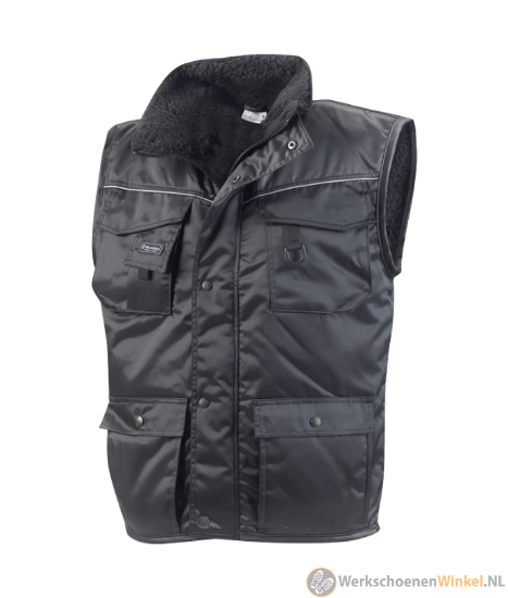 Afbeelding van Bodywarmer met bontvoering Zwart Werkjas