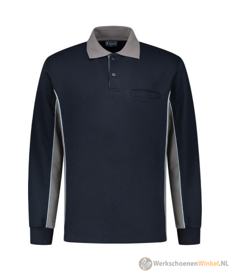 Afbeelding van Comfortabele Sportieve Grijs/Navy Polosweater Workman