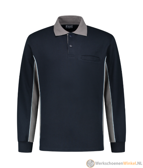 Afbeelding van Comfortabele Sportieve Zwart/Grijs Polosweater Workman