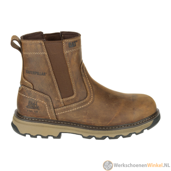Afbeelding van Bruine Ademende Werkschoenen Cat Pelton S1P Met Aantreklus