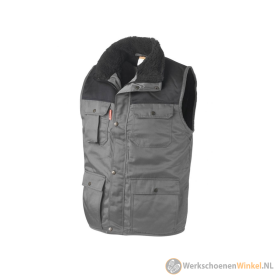 Afbeelding van Bodywarmer Grijs met zwarte bontvoering Werkjas