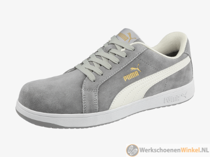 Toon details van Klassieke veiligheidsschoenen S1P Puma 64.003 Iconic Suede Grey Low extra sterke veiligheidszool (flexibel FAP) Afbeeldingen van Klassieke veiligheidsschoenen S1P Puma 64.003 Iconic Suede Grey Low extra sterke veiligheidszool (flexibel FAP)