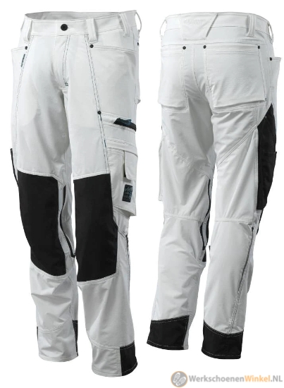 Afbeelding van Flexibele Werkbroek Met Versterkte Kniezakken (Cordura) - Wit
