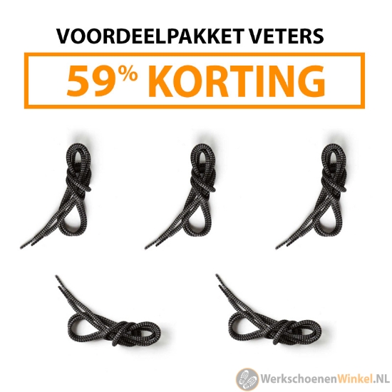 Afbeelding van Werkschoen veters extra sterk (duurzaam) 120/140 cm zwart/grijs (Voordeelbundel van 5x paar)