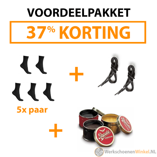 Afbeelding van Voordeelpakket (37% korting) veters, ledervet & 5x paar werksokken