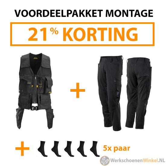 Afbeelding van Voordeelpakket Montage: multifunctionele gereedschapsvest + 1x montage werkbroek + 5x paar werksokken