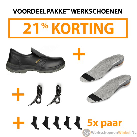 Afbeelding van Werkschoenen voordeelpakket: Safety Jogger X0600 + 5x paar werksokken + 1x anatomisch gevormde inlegzolen + 1x extra sterke schoenveters