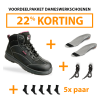 Afbeelding van Voordeelpakket Dameswerkschoenen: Bestlady dameswerkschoen hoog model + 5x paar werksokken + 1x anatomisch gevormde inlegzolen + 1x extra sterke schoenveters 