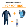 Afbeelding van Voordeelpakket regenset: 1x stretch regenpak + 1x paar waterdichte werkhandschoenen + 1x waterdichte kledingreiniger