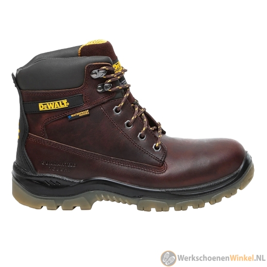 Afbeelding van Stevige werkschoenen DeWALT Titanium High S3 SRA met waterdichte leren schacht - Kleur Bruin