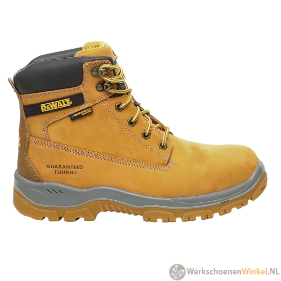 Afbeelding van Stevige werkschoenen DeWALT Titanium High S3 SRA met waterdichte leren schacht - Kleur Camel