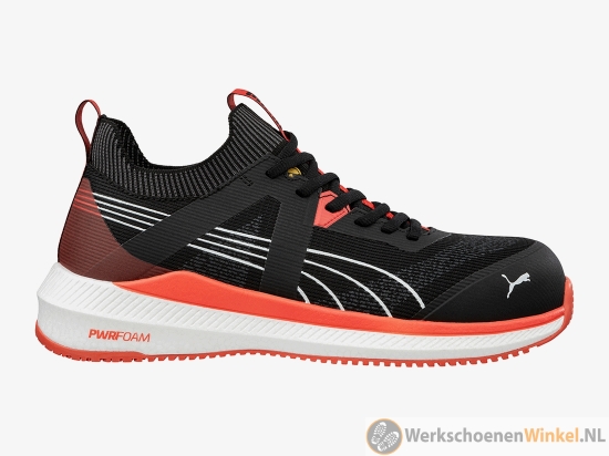 Afbeelding van Lichte Puma Turbo S1PS werkschoen SR ESD met PWR.Foam demping - Zwart/Rood