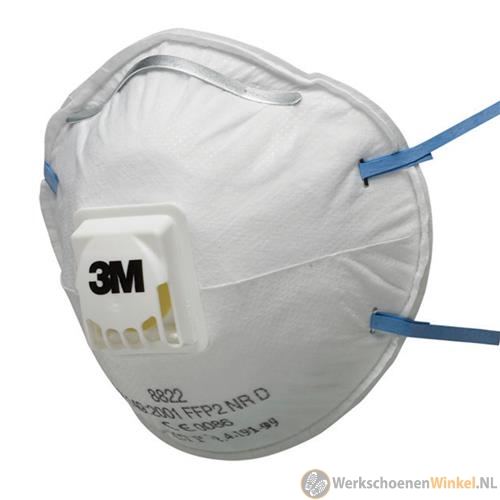 3M 8822 Stofmasker, FFP2, met uitademventiel, 10 stuks