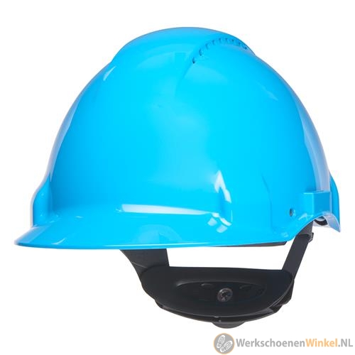 3M G3000NUV-BB Veiligheidshelm, Uvicator, ratelverstelling, ventilatie, plastic zweetband, blauw