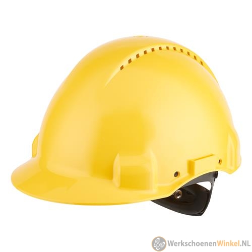 3M G3000NUV-GU Veiligheidshelm, Uvicator, ratelverstelling, ventilatie, plastic zweetband, geel