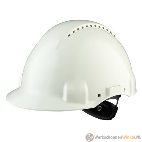 3M G3000NUV-VI Veiligheidshelm, Uvicator, ratelverstelling, ventilatie, plastic zweetband, wit