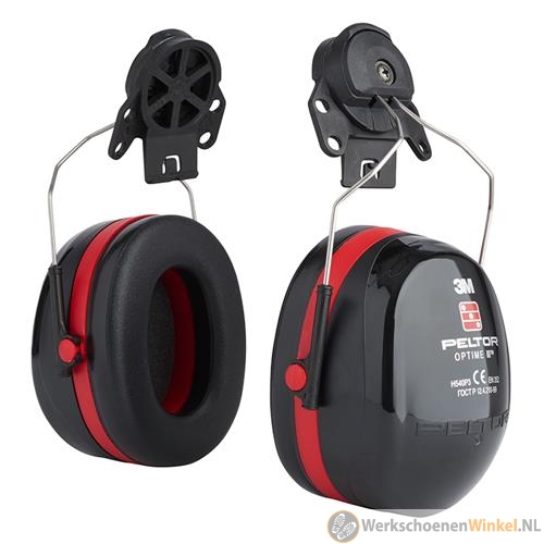 3M Peltor H540P3E-413-SV Optime III Gehoorkappen, 34 dB, zwart/rood, helmbevestiging