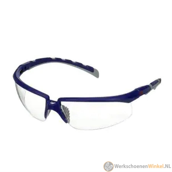 3M S2001AF-BLU Solus 2000 Veiligheidsbril, blauw/grijze veren, anticondens/antikras, heldere lens