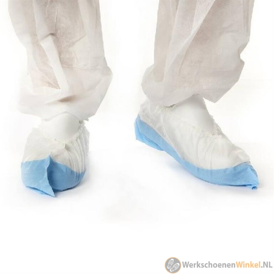 Schoenovertrek Non-woven wit, 40x16.5cm, met 60mµ blauwe PE zool, doos à 400st