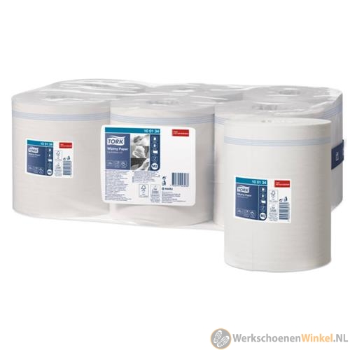 Tork 100134 Wiping Centerfeed Poetspapier Advanced, 1-laags, wit, 275mtr/24,5cm, 6rol/doos