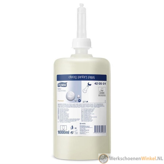 Tork 420701 Vloeibare Handzeep voor gevoelige huid, wit, ongeparfumeerd, 1ltr/flacon, 6st/doos