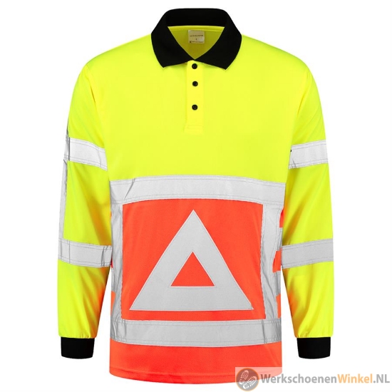 Voordelige Poloshirt Verkeersregelaar lange mouw RWS fluorgeel/oranje
