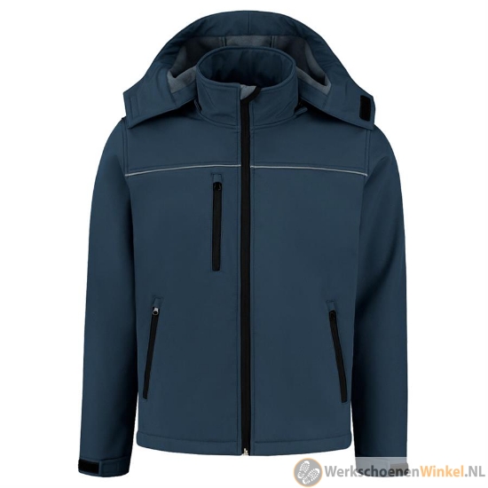 Voordelige Softshelljas met capuchon marineblauw