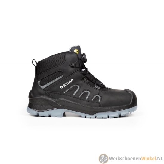 Afbeelding van Stevige werkschoen Bicap MID S3S SR ESD met antibacteriële Memory Foam (BOA) - Zwart