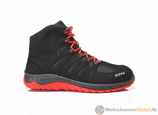 Afbeelding van Halfhoge werksneaker Elten Maddox S3S ESD met slijtvaste TPU/PU MAXXIMO zool - zwart/rood 