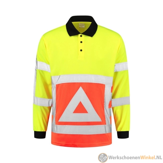 Afbeelding van Comfortabele 100% polyester poloshirt verkeersregelaar (ademend) - RWS fluorgeel/oranje