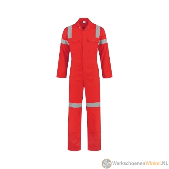 Afbeelding van Comfortabele Amerikaanse overall RWS-reflectiestrepen met extra praktische zakken - fluorgeel