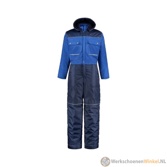 Afbeelding van Professionele winteroverall gevoerd waterafstotend met afneembare capuchon (reflecterend) - blauw