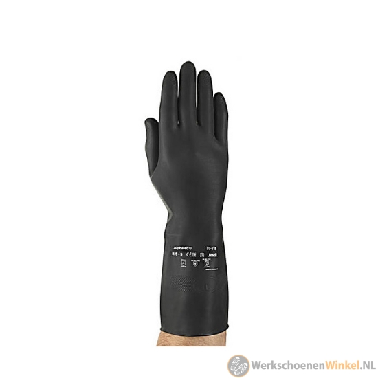 Afbeelding van Latex veiligheidshandschoen comfortabel met katoenen voering - zwart