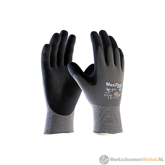 Afbeelding van Precisie werkhandschoen slijtvast met ademende nitril coating - grijs/zwart 