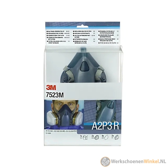 Afbeelding van 3M 7523M starterskit met herbruikbaar masker en A2P3 bescherming (1x7502, 2x6055, 4x5935, 2x501)