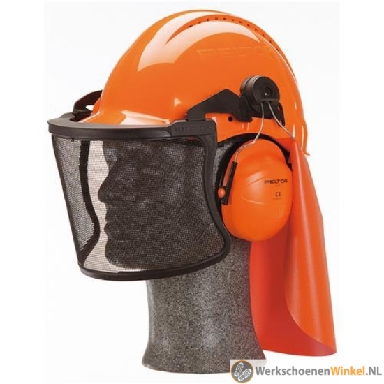 Afbeelding van Complete krachtige 3M helmcombinatie met gehoorkap en V5B vizier (oranje)