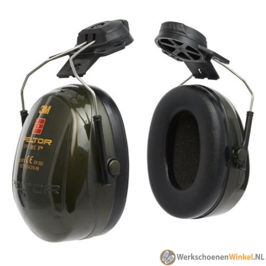 Afbeelding van 3M Gehoorkappen met helmbevestiging en 30 dB reductie voor hoge geluidsdemping (groen)
