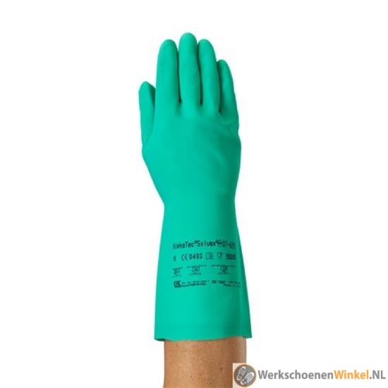 Afbeelding van Scheurvaste veiligheidshandschoen hoogwaardig nitril (olie- & chemiebestendig) - groen