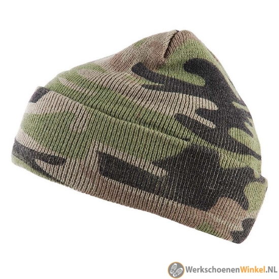 Afbeelding van Isolerende muts camo kleuren met fijngebreid woodland