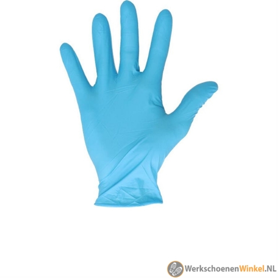 Afbeelding van Nitril wegwerphandschoenen blauw onpoederd en scheurvast - 100 stuks