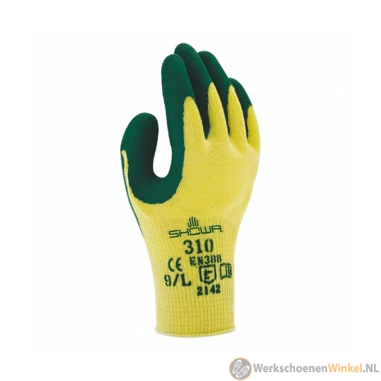 Afbeelding van Flexibele Showa 310 werkhandschoen voor bouw & transport - geel/groen